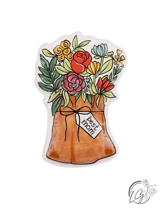 Best Mom Bouquet Trinket Tray