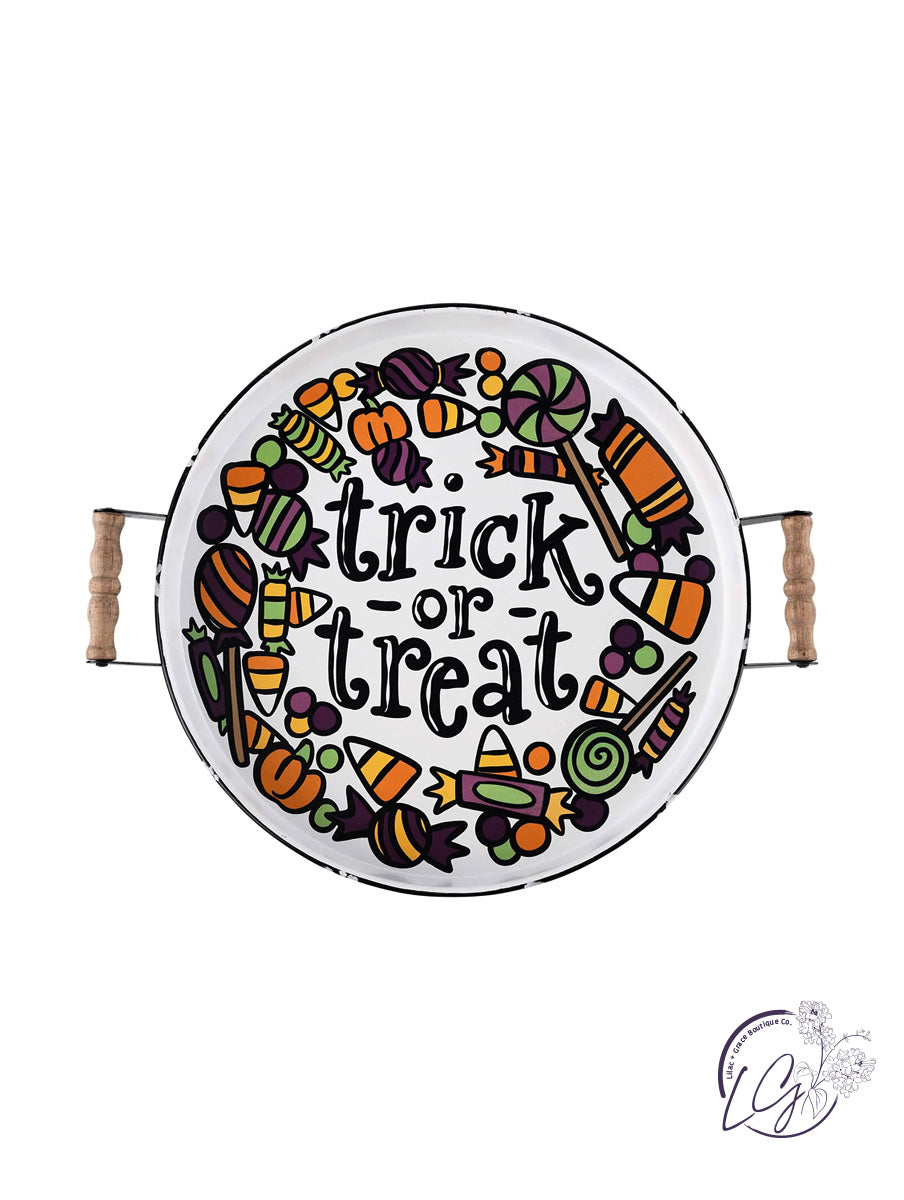 Trick or Treat Candy Enamel Tray