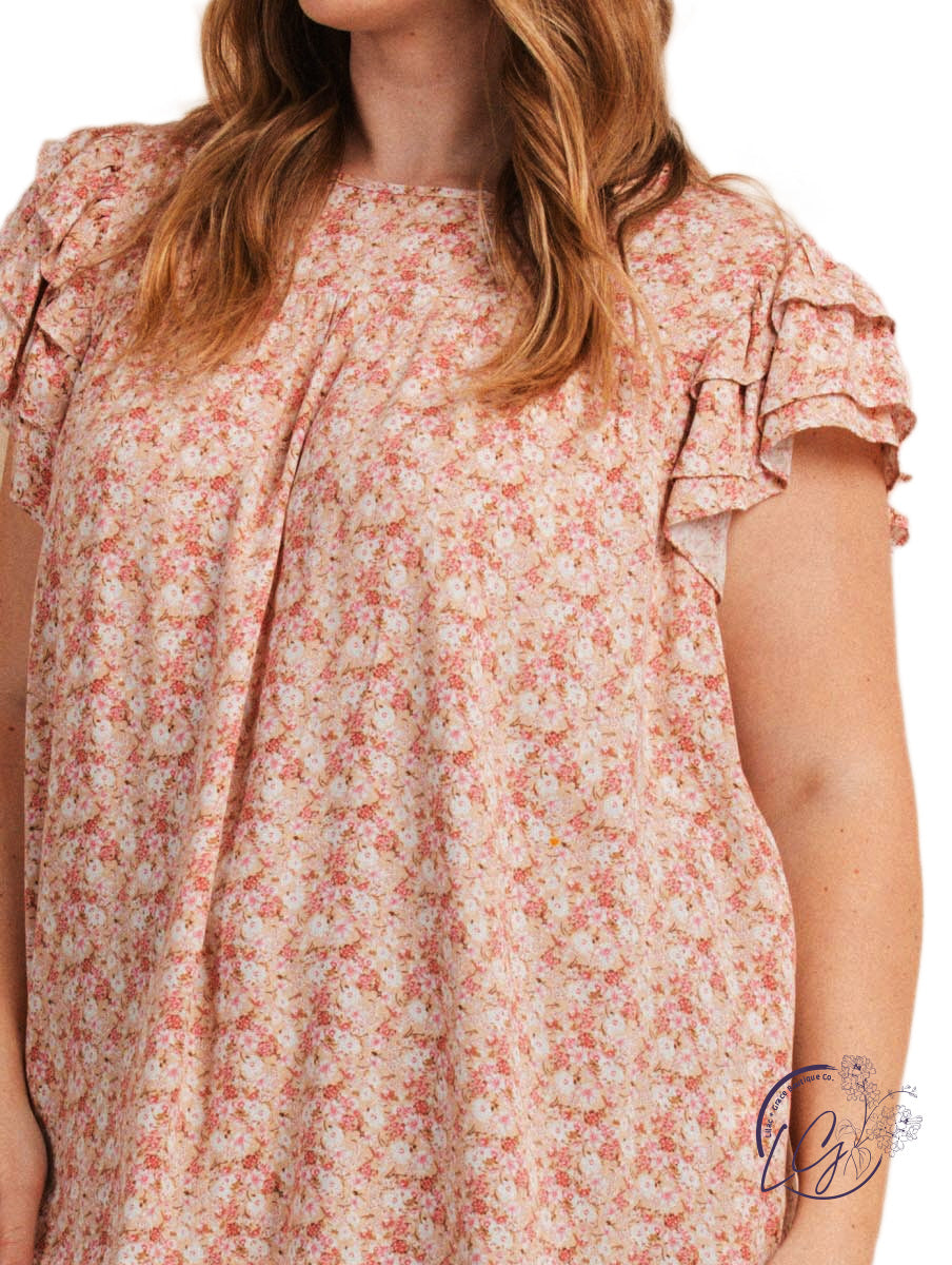 Curvy Floral Printed Woven Top