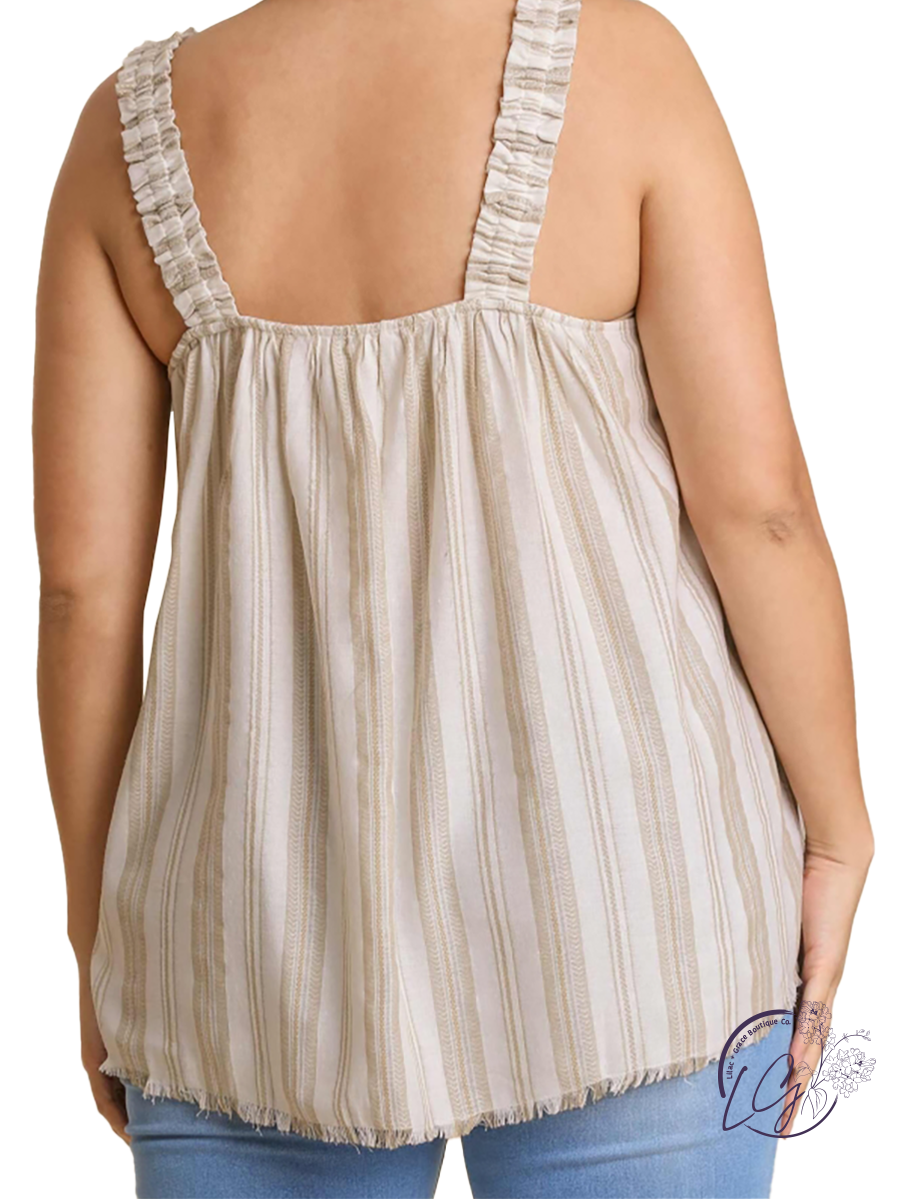 Curvy Bringing It Out Ruffle Tank Top