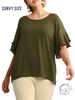 Curvy Come Prepared Ruffle Sleeve Blouse