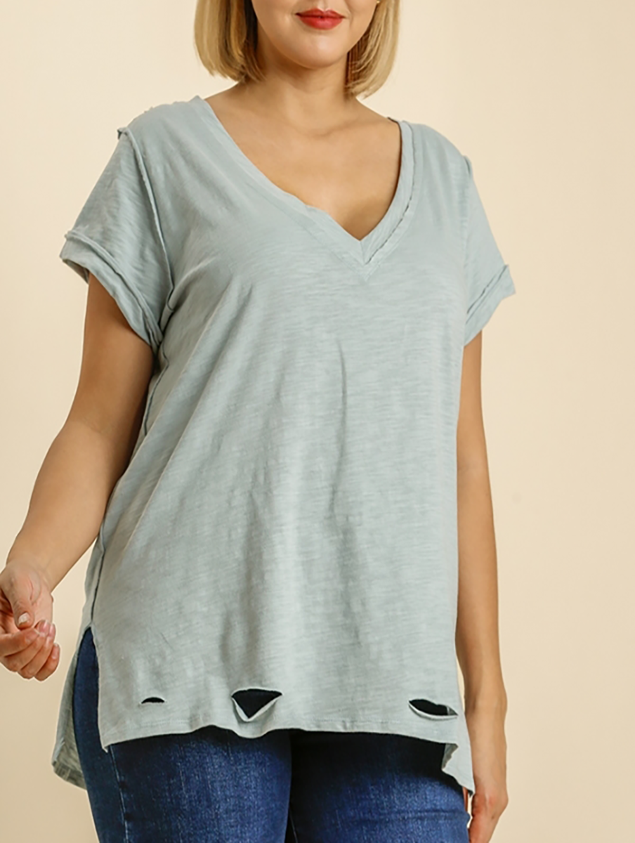 Curvy Enjoy The Days V-Neck Tee