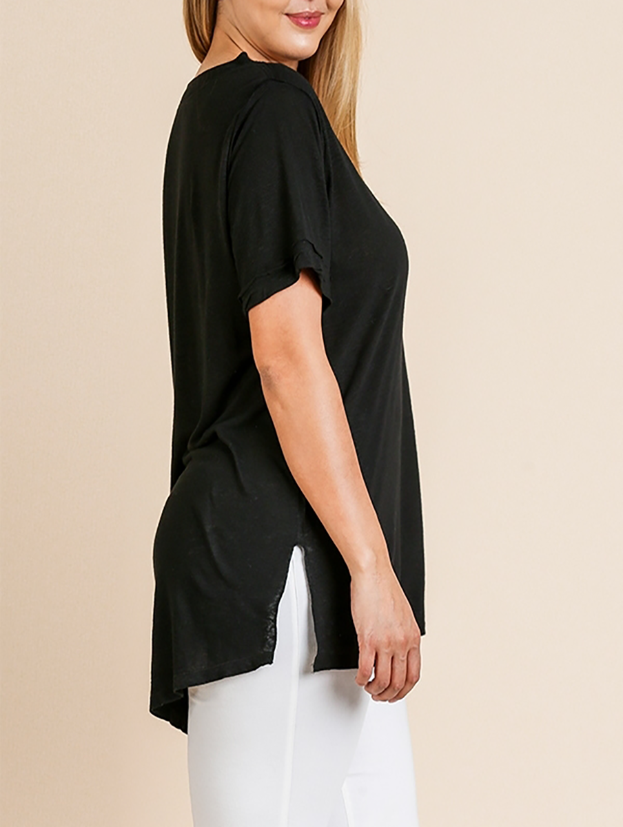 Curvy Just Another Day Basic V-Neck Tee