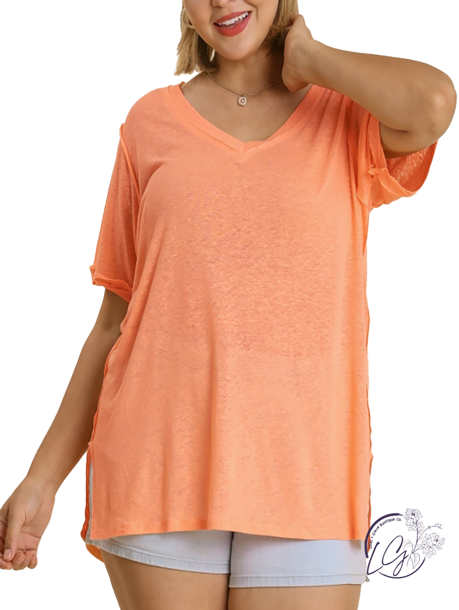 Curvy Just Another Day Basic V-Neck Tee