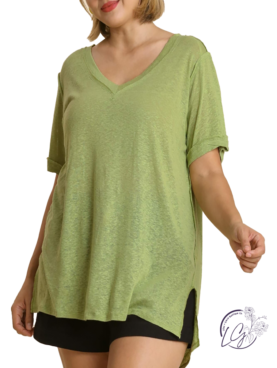 Curvy Just Another Day Basic V-Neck Tee