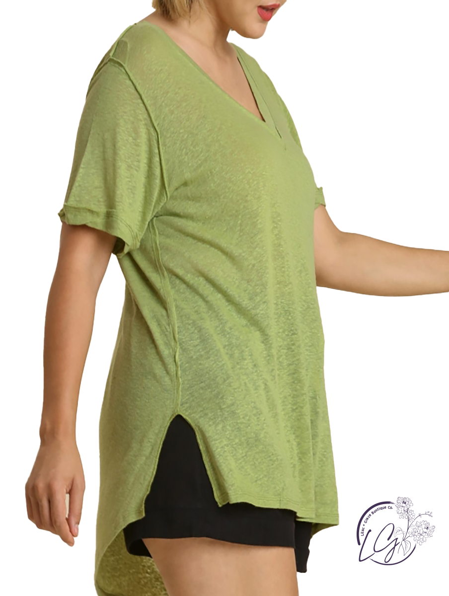 Curvy Just Another Day Basic V-Neck Tee