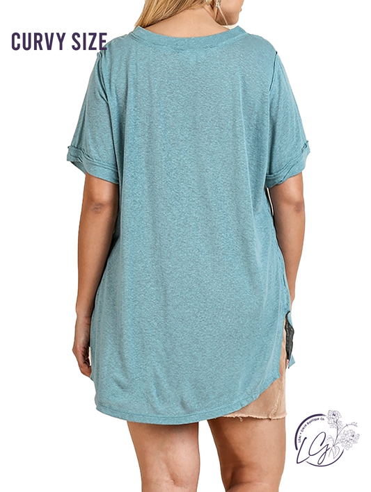 Curvy Just Another Day Basic V-Neck Tee