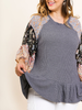 Curvy One Day at a Time Floral Top in Charcoal