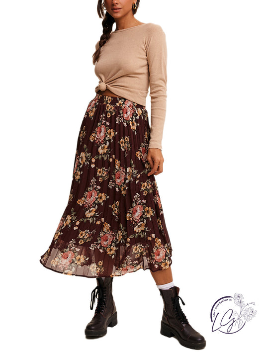 Rustic Rose Chiffon Maxi Skirt