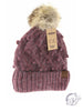 Bobble Knit Fur Pom CC Beanie