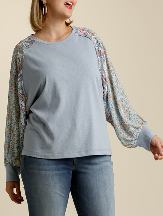 Curvy From The Heart Multi Print Long Sleeve