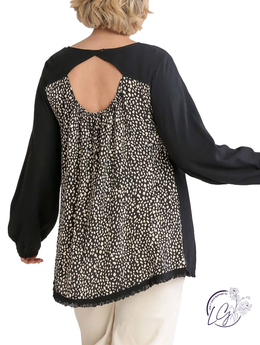 Curvy Enjoy Life Leopard Print Long Sleeve