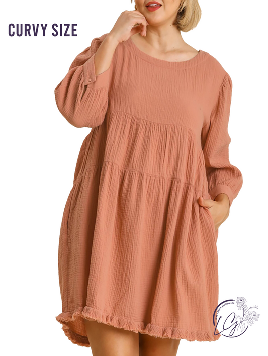 Curvy Sandy Dream 3/4 Sleeve Dress