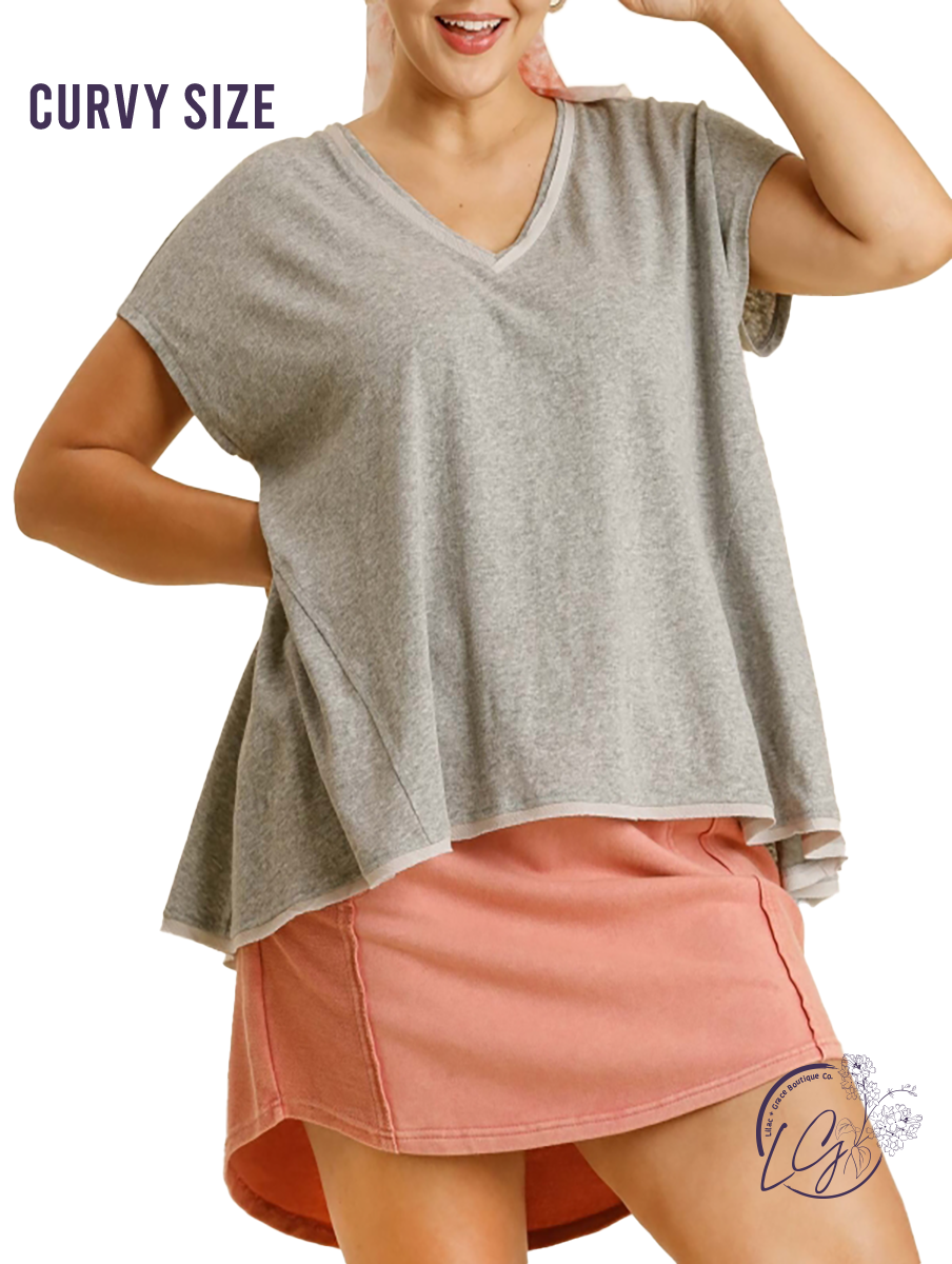 Curvy Lovely Wishes Basic V-Neck Tee